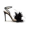 Shoes * | Gianvito Rossi Tendy Style 105 Feather Embellished Heeled Sandals