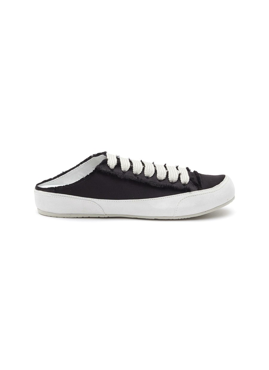 Shoes * | Pedro Garcia Shop Flat Round Toe Cut Out Heel Lace Up Satin Sneakers