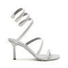 Shoes * | Rene Caovilla Hot Sale 'Cleo' 80 Thick Strass Embellished Strap Satin Heeled Sandals