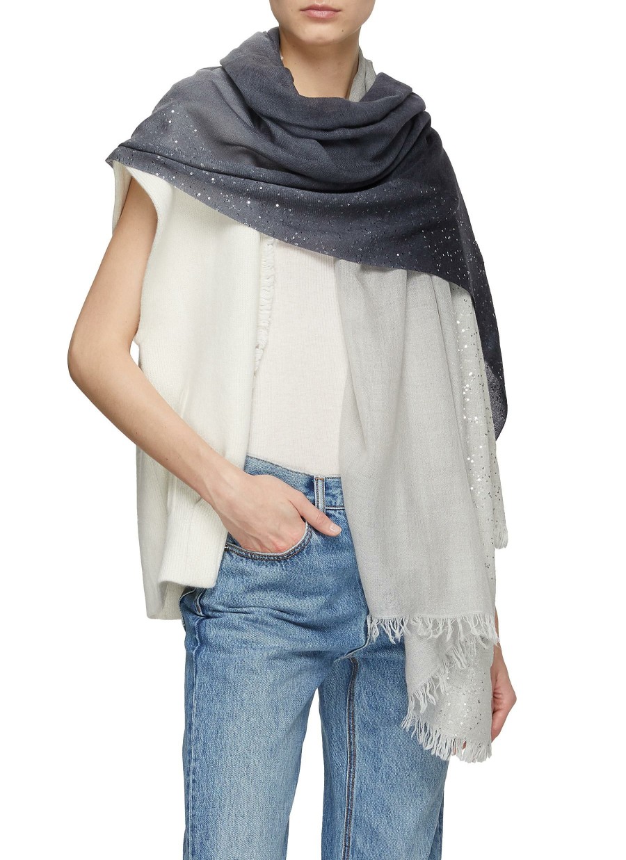 Accessories * | Faliero Sarti Quick Delivery 'Dania' Sequined Ombre Virgin Wool Blend Scarf