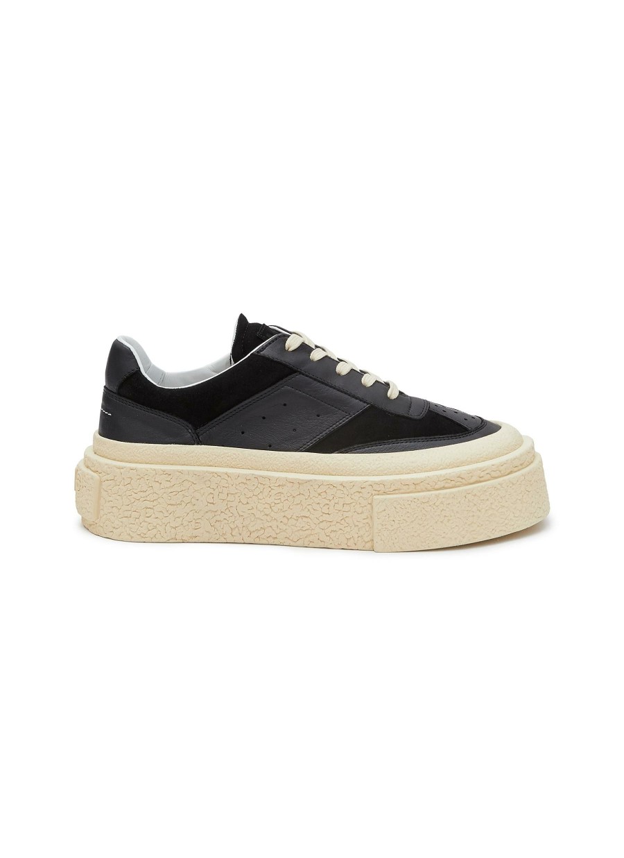 Shoes * | Mm6 Maison Margiela Online Leather Platform Low Top Sneakers