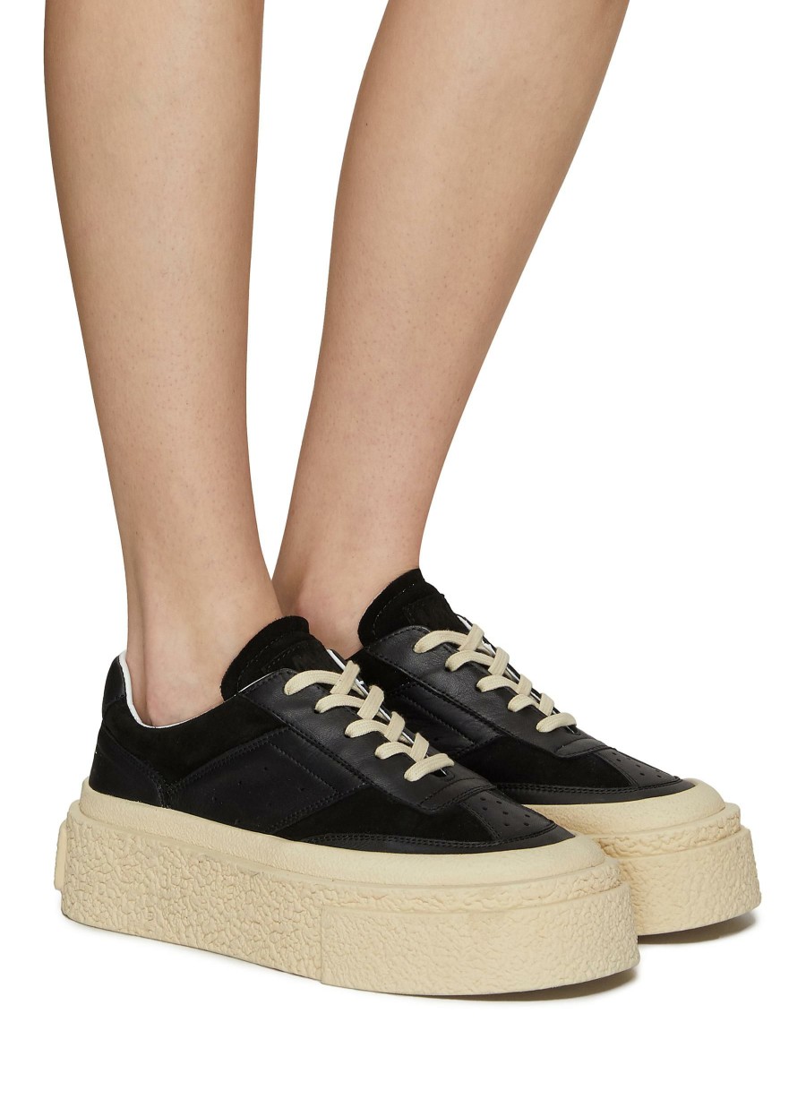 Shoes * | Mm6 Maison Margiela Online Leather Platform Low Top Sneakers