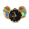 Accessories * | Venessa Arizaga Hot Sale 'Look At The Time' Gold Plated Brass Glass Bead Rhinestone Cuff