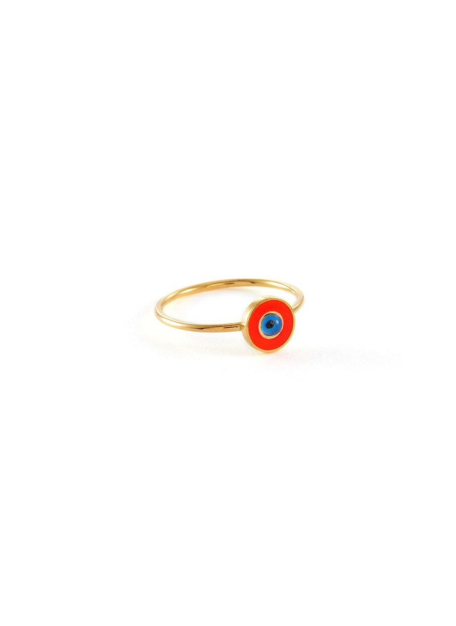 Accessories * | Eyem Discount 'Eye' 18K Gold Plated Sterling Silver Enamel Ring