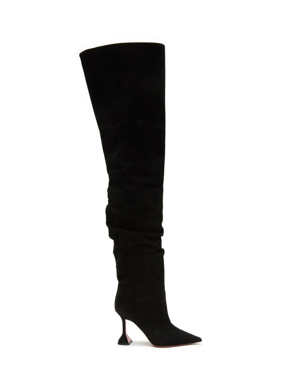 Shoes * | Amina Muaddi Best Sellers 'Olivia' 95 Suede Slouchy Thigh High Boots