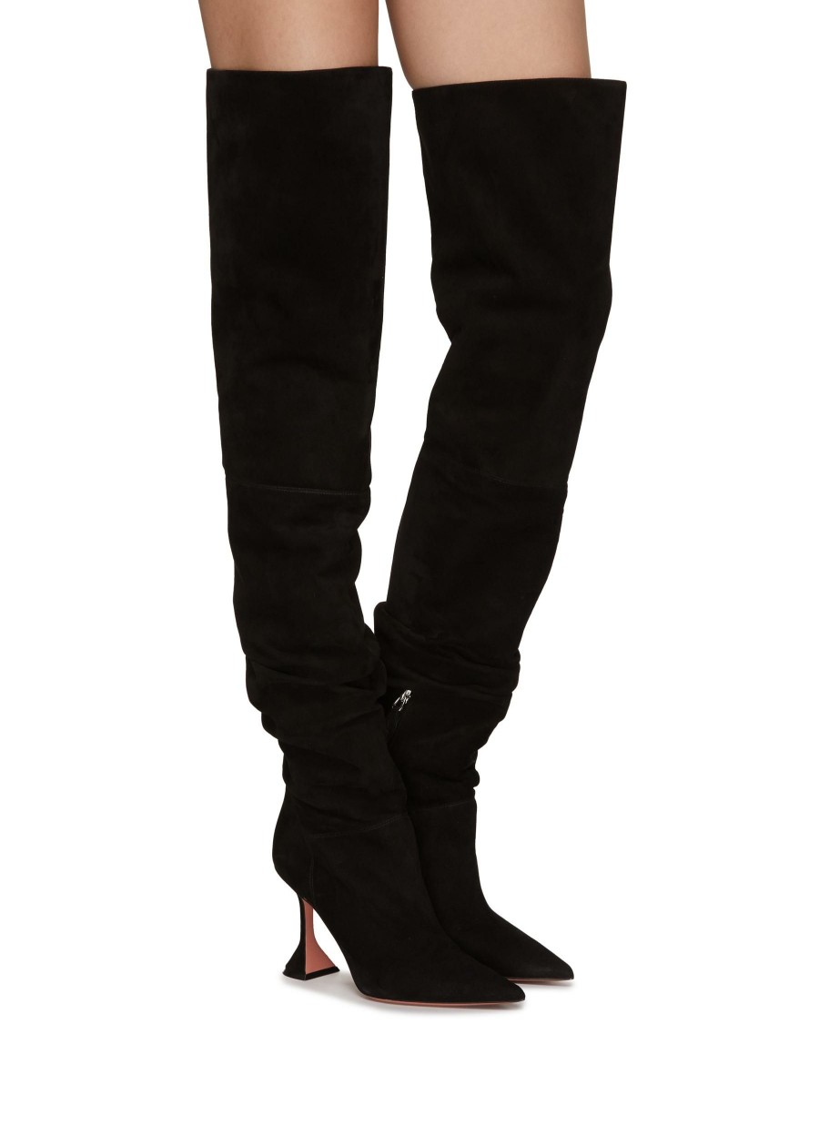 Shoes * | Amina Muaddi Best Sellers 'Olivia' 95 Suede Slouchy Thigh High Boots