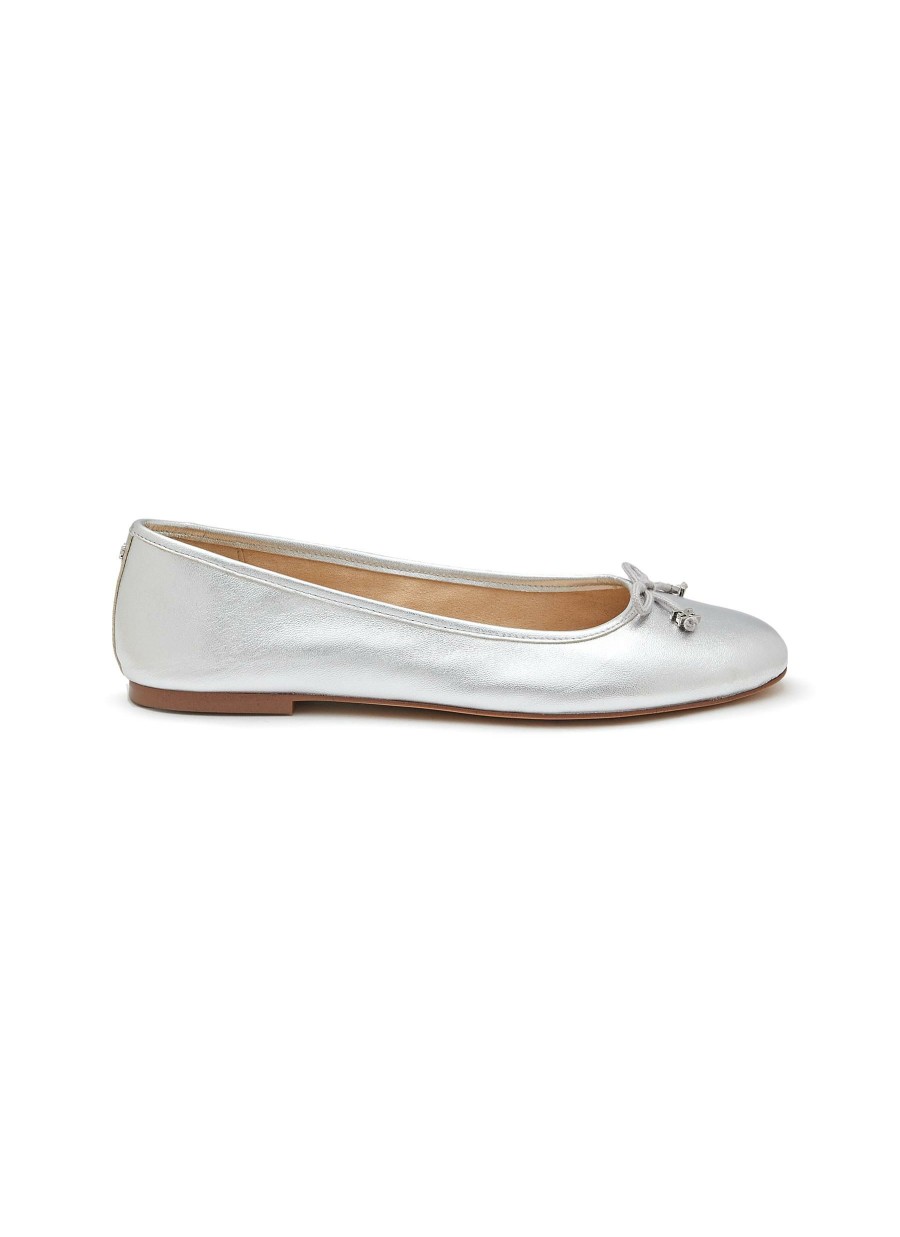 Shoes * | Sam Edelman Tendy Style 'Felicia Luxe' Logo Bow Applique Leather Ballerina Flats