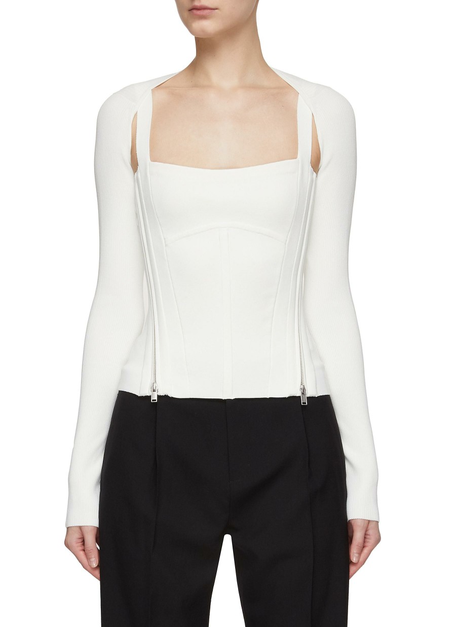 Clothing * | Dion Lee Closeout Sale Moto Side Zipper Long Sleeve Corset Top