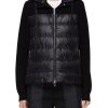 Clothing * | Moncler Tendy Style Puffer Panel Drawstring Hood Knit Cardigan