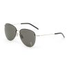 Accessories * | Saint Laurent Outlet Sale Logo Applique Grey Lens Metal Frame Oversize Aviator Sunglasses