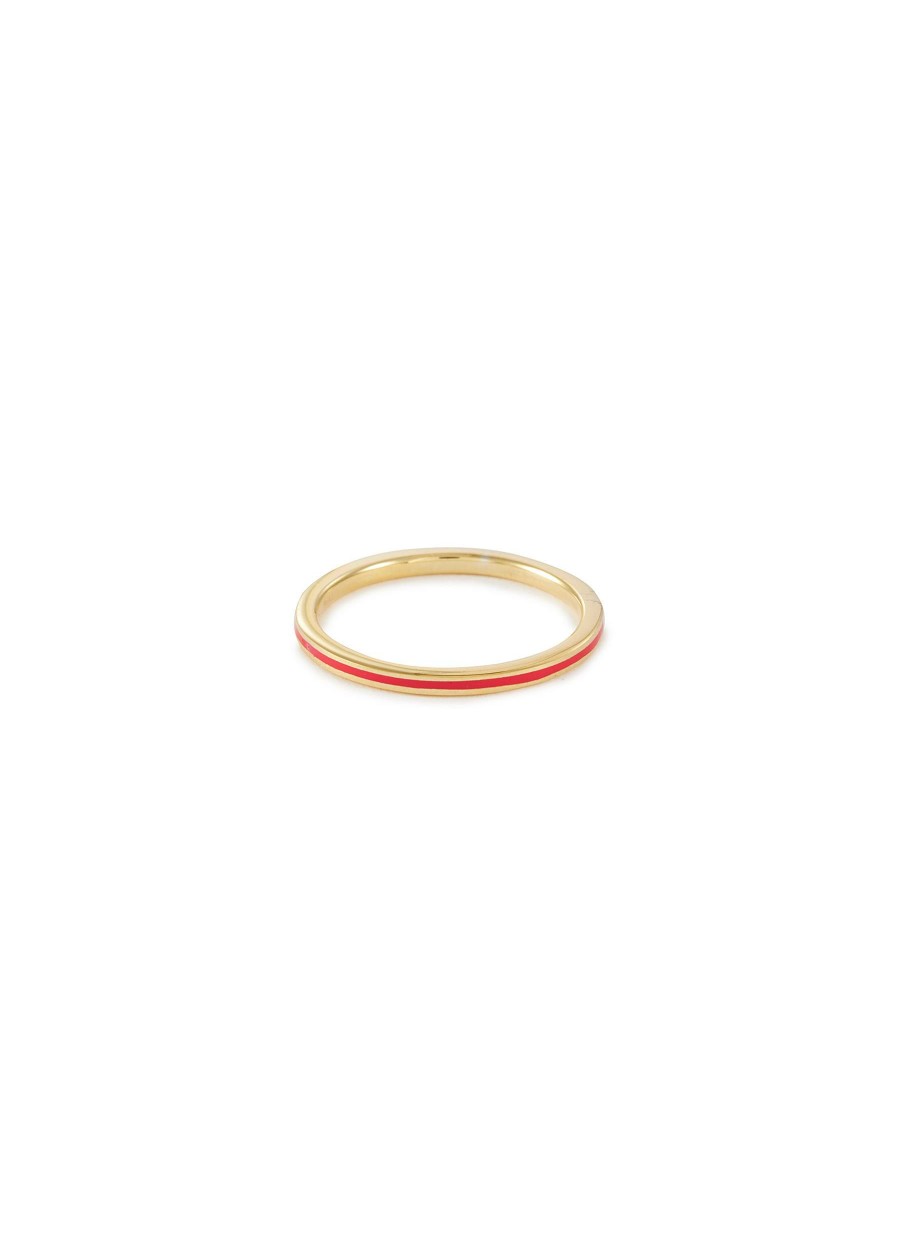 Accessories * | Eyem Flash Sale 18K Gold Plated Sterling Silver Enamel Slim Band Ring