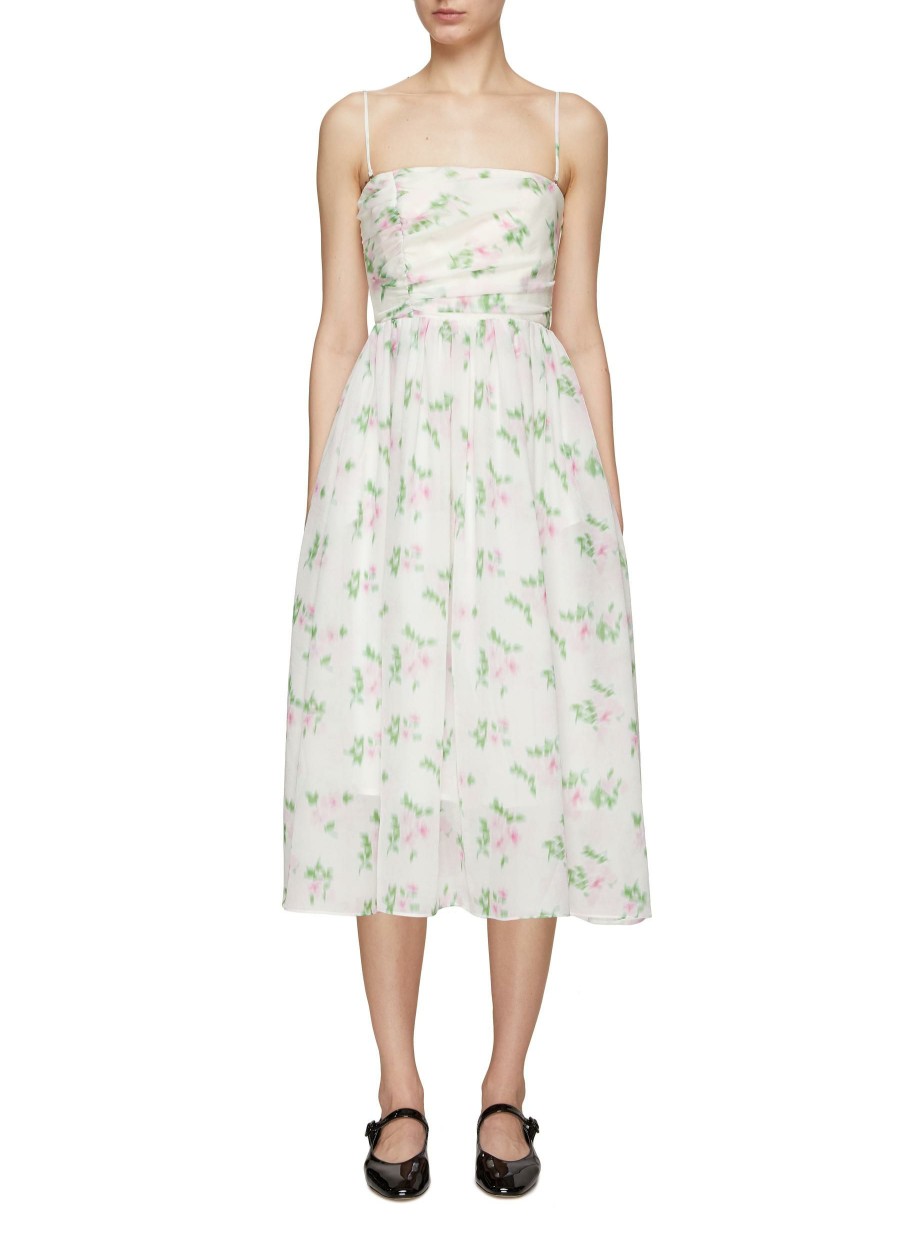 Clothing * | Ming Ma Outlet Sale Floral Print Flared Camisole Dress