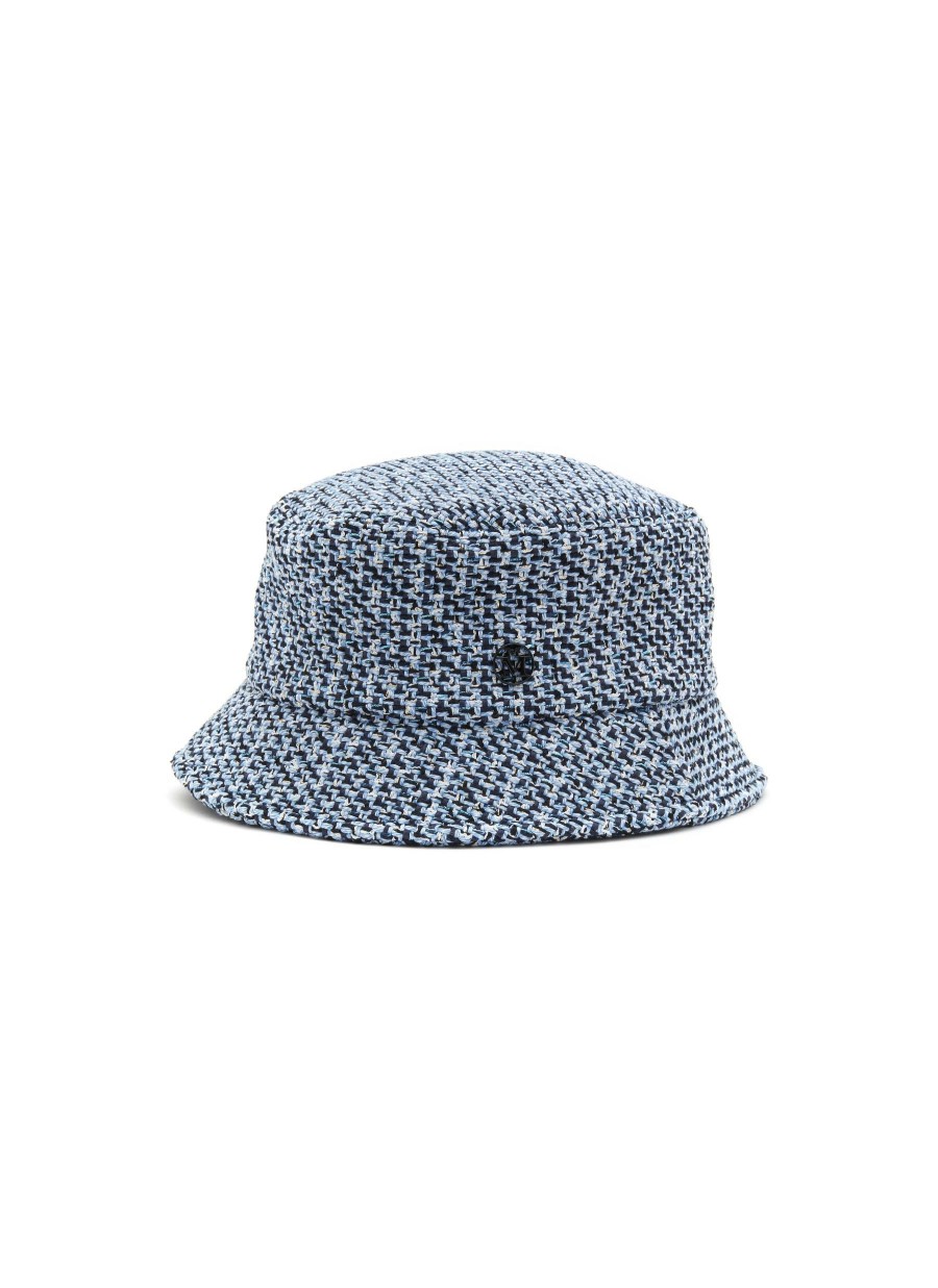 Accessories * | Maison Michel Flash Sale 'Axel' Round Logo Plaque Tweed Bucket Hat