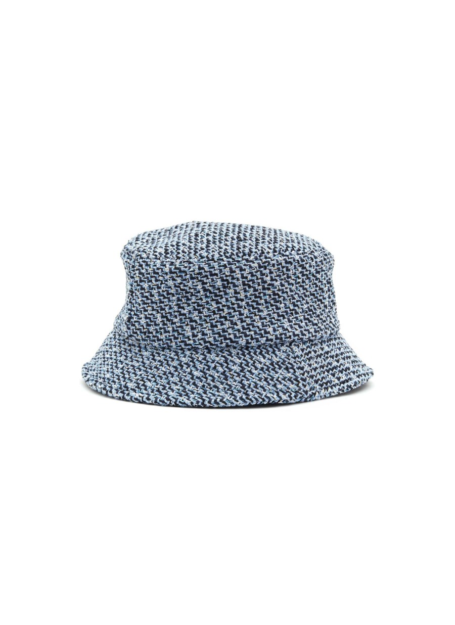 Accessories * | Maison Michel Flash Sale 'Axel' Round Logo Plaque Tweed Bucket Hat