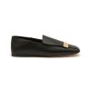 Shoes * | Sergio Rossi Fashion Branded Plaque Leather Square Toe Step In Loafers