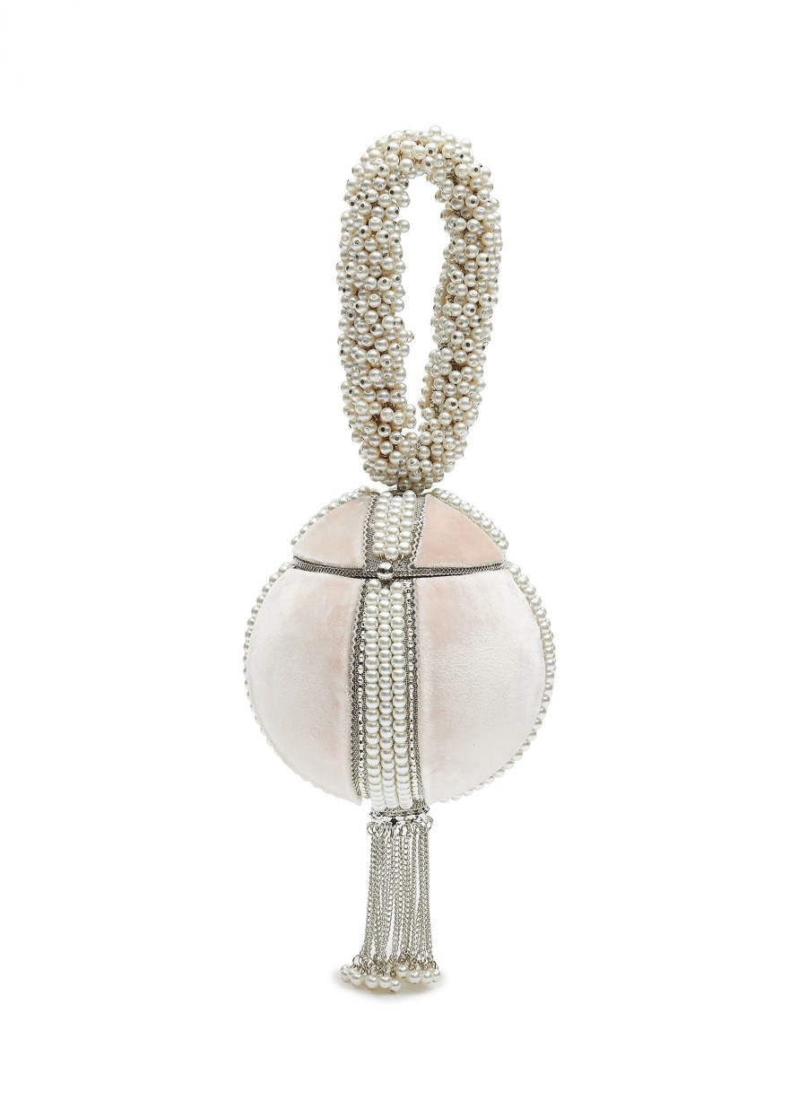 Bags * | Mae Cassidy Hot Sale 'Babi' Pearl Embellished Velvet Bracelet Ball Clutch