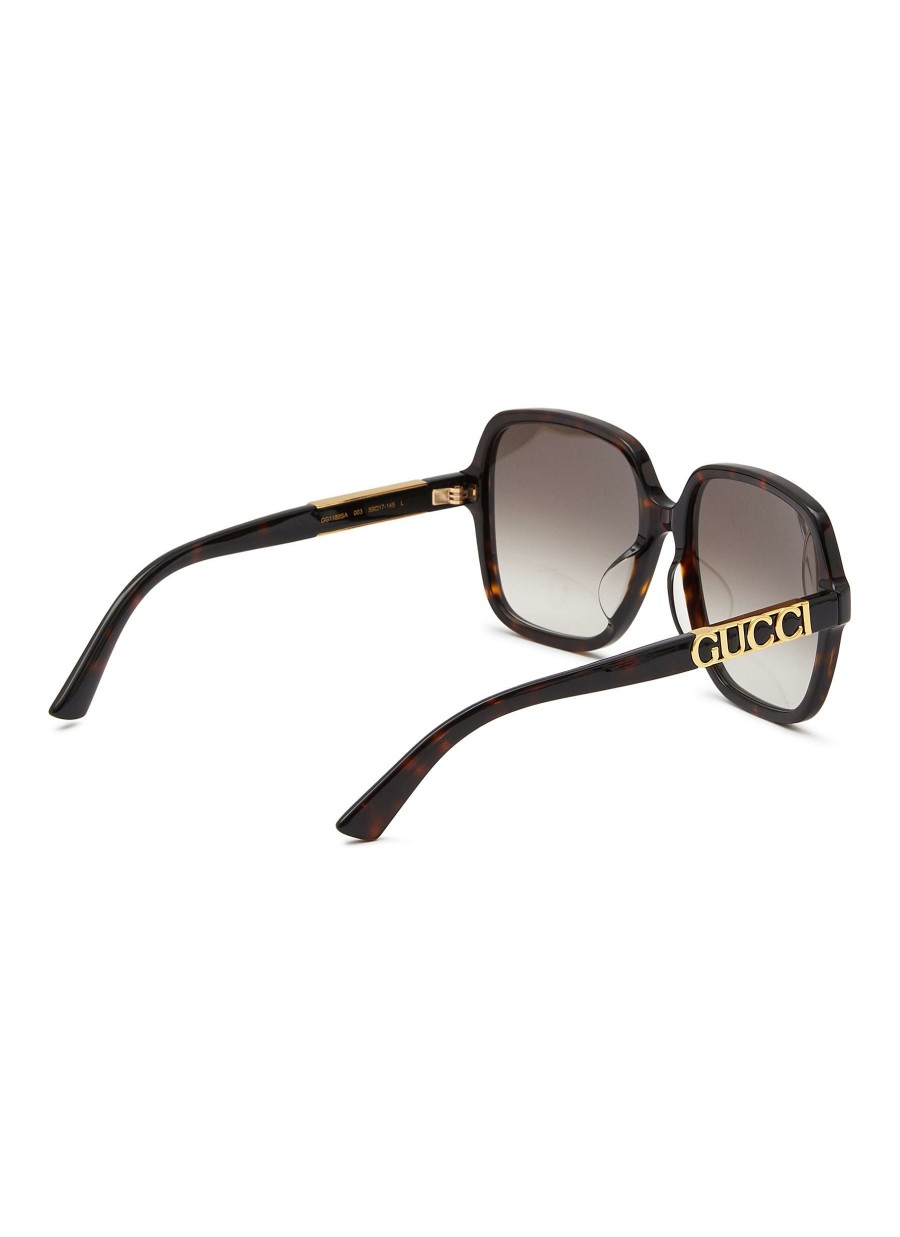 Accessories * | Gucci Flash Sale Logo Applique Square Acetate Frame Gradient Lens Sunglasses