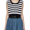 Clothing * | Alaia Hot Sale Stripe Motif Crewneck Cropped Wool Knit Vest