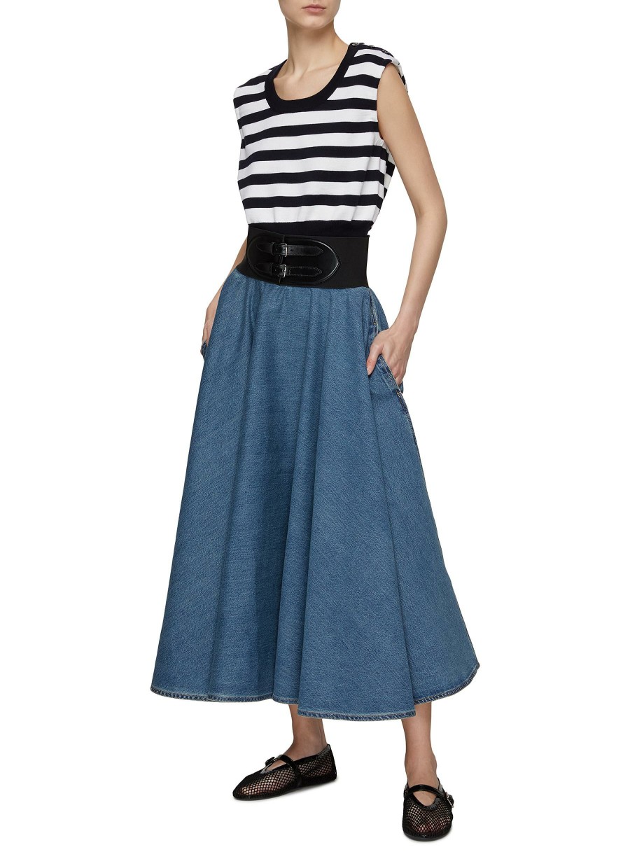 Clothing * | Alaia Hot Sale Stripe Motif Crewneck Cropped Wool Knit Vest