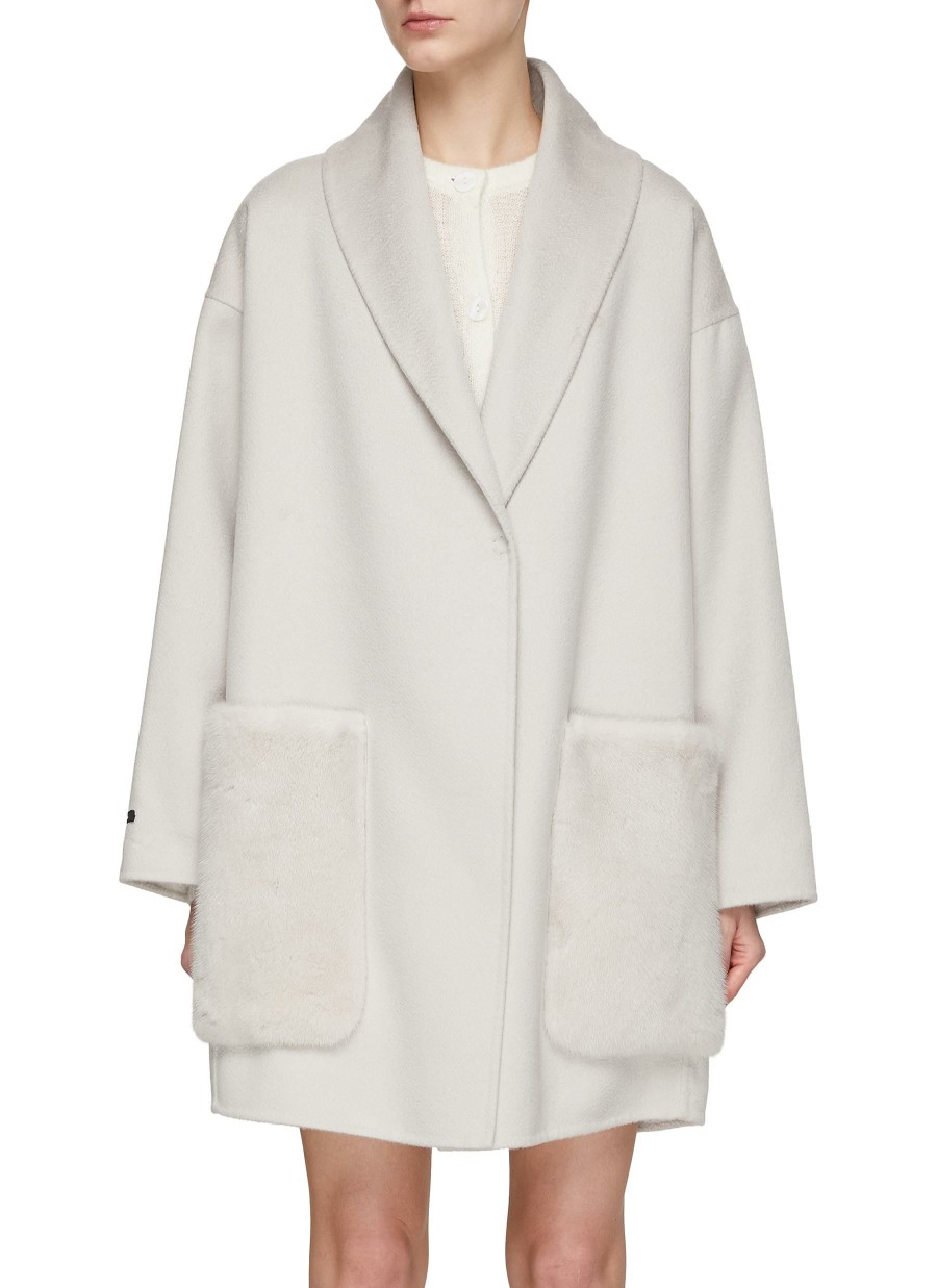 Clothing * | Inniu Good Quality Long Sleeve Open Front Two Pockets Mink Coat