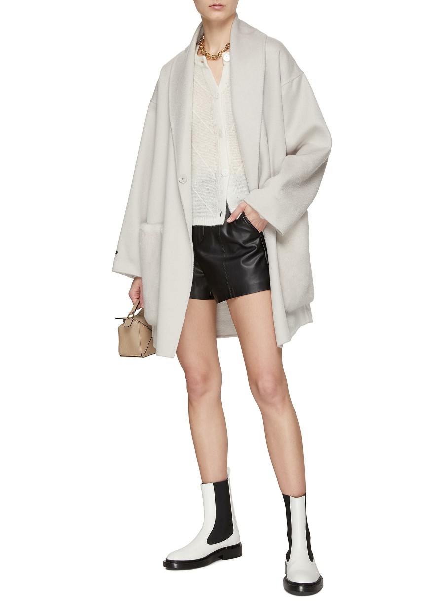 Clothing * | Inniu Good Quality Long Sleeve Open Front Two Pockets Mink Coat