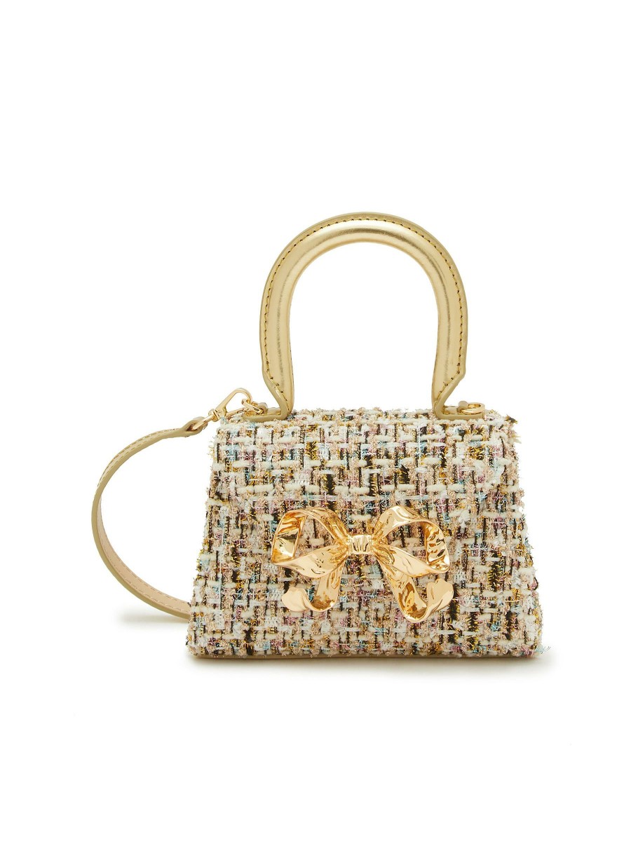 Bags * | Self-Portrait Outlet Micro 'Bow' Boucle Crossbody Bag