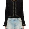 Clothing * | Versace Flash Sale Stud Embellished Frayed Edge Lurex Tweed Jacket