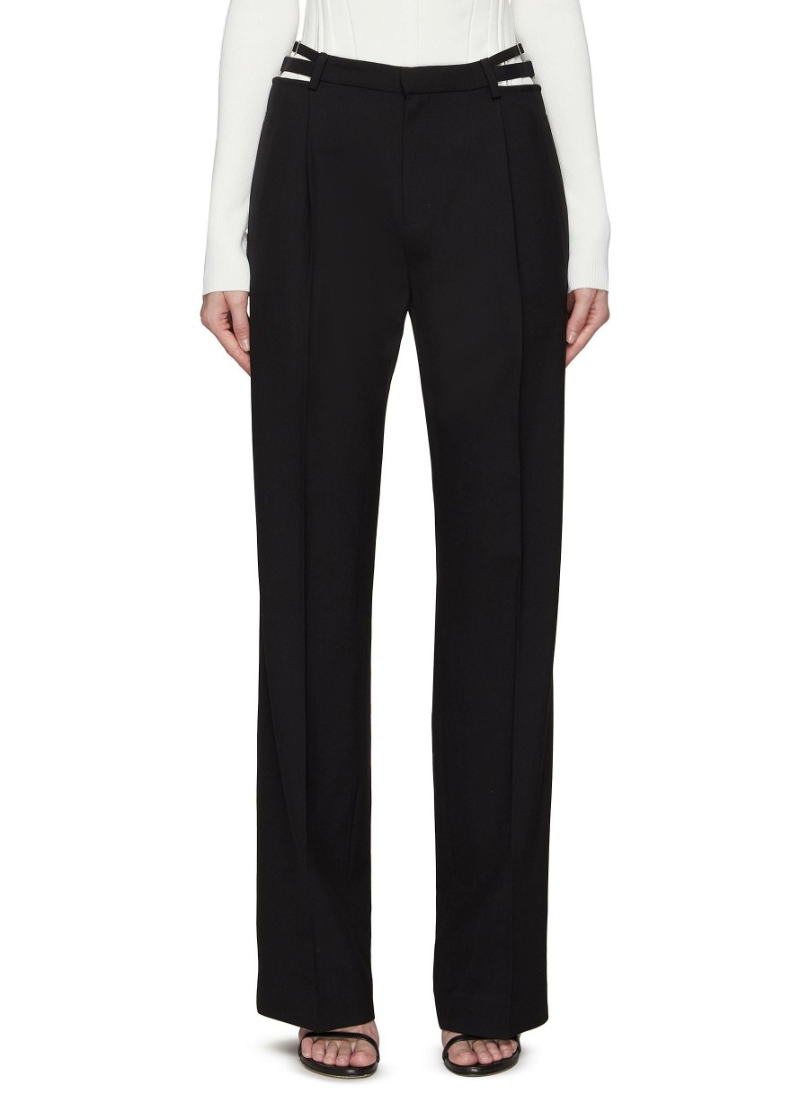 Clothing * | Dion Lee Excellent Quality Flat Front Adjustable Buckle Detail Wool Pants