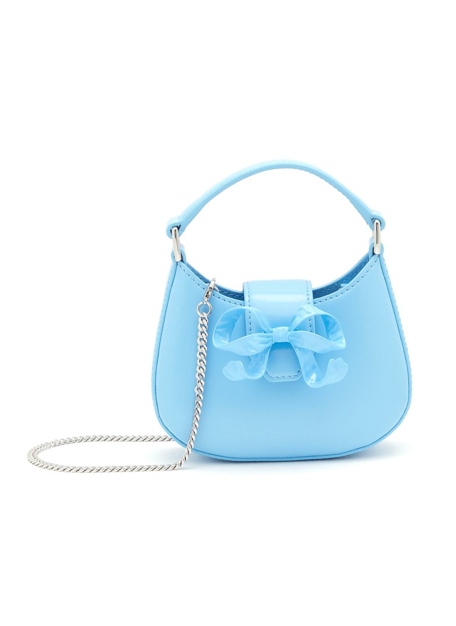 Bags * | Self-Portrait Discount Micro 'Bow Curve' Leather Hobo Bag