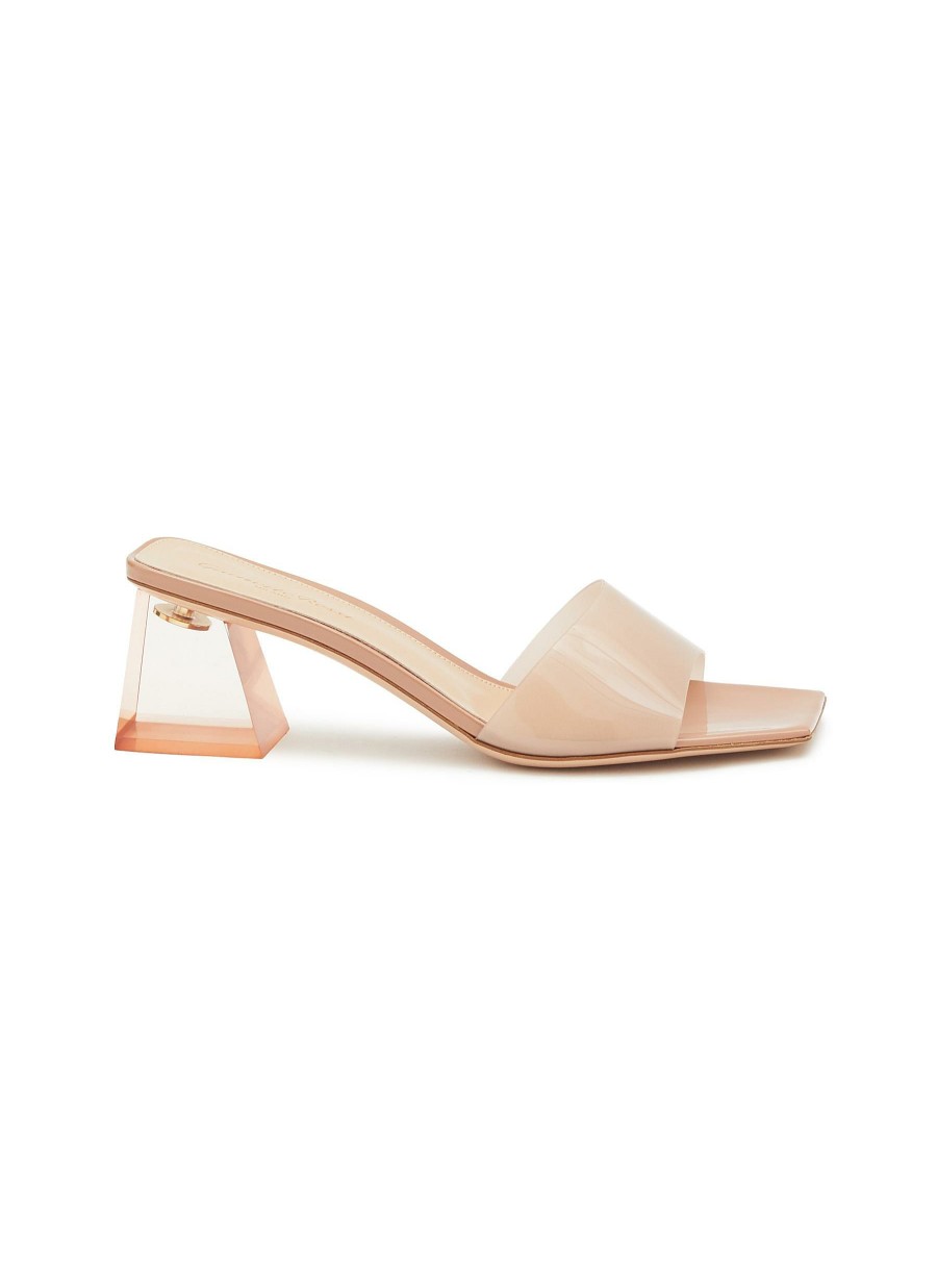 Shoes * | Gianvito Rossi Outlet 55 Translucent Strap Square Toe Mules