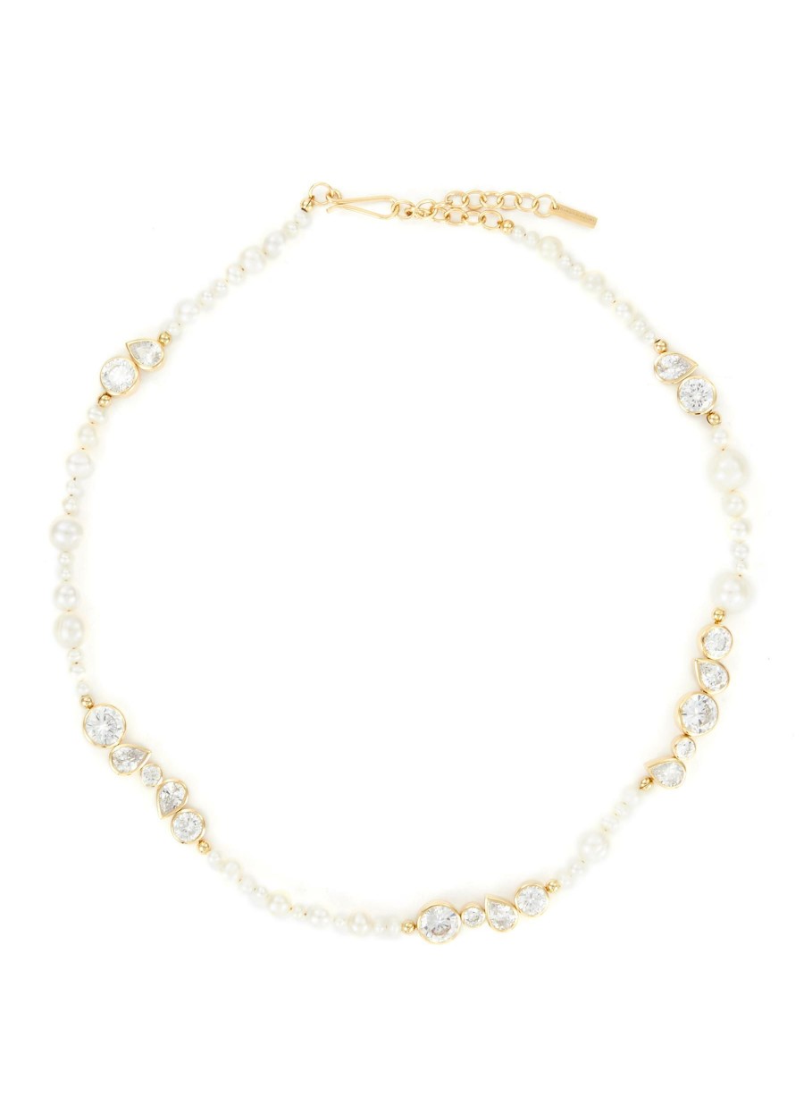 Accessories * | Completedworks Closeout Sale 14K Gold Plated Silver Freshwater Pearl Cubic Zirconia Necklace