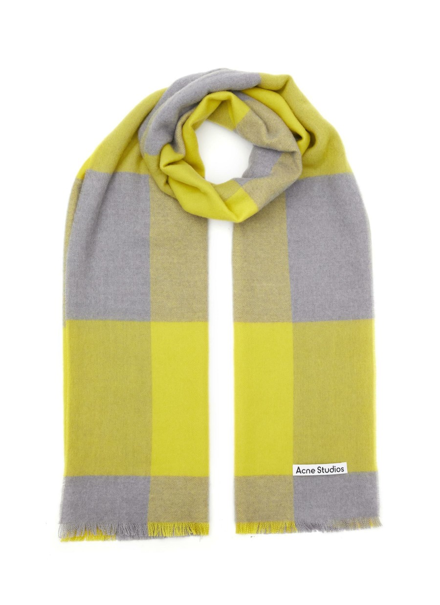 Accessories * | Acne Studios Discount Chequered Wool Fringed Scarf