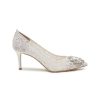 Shoes * | Sjp By Sarah Jessica Parker Outlet Sale 'Amira' 70 Crystal Embellished Buckle Point Toe Lace Pumps