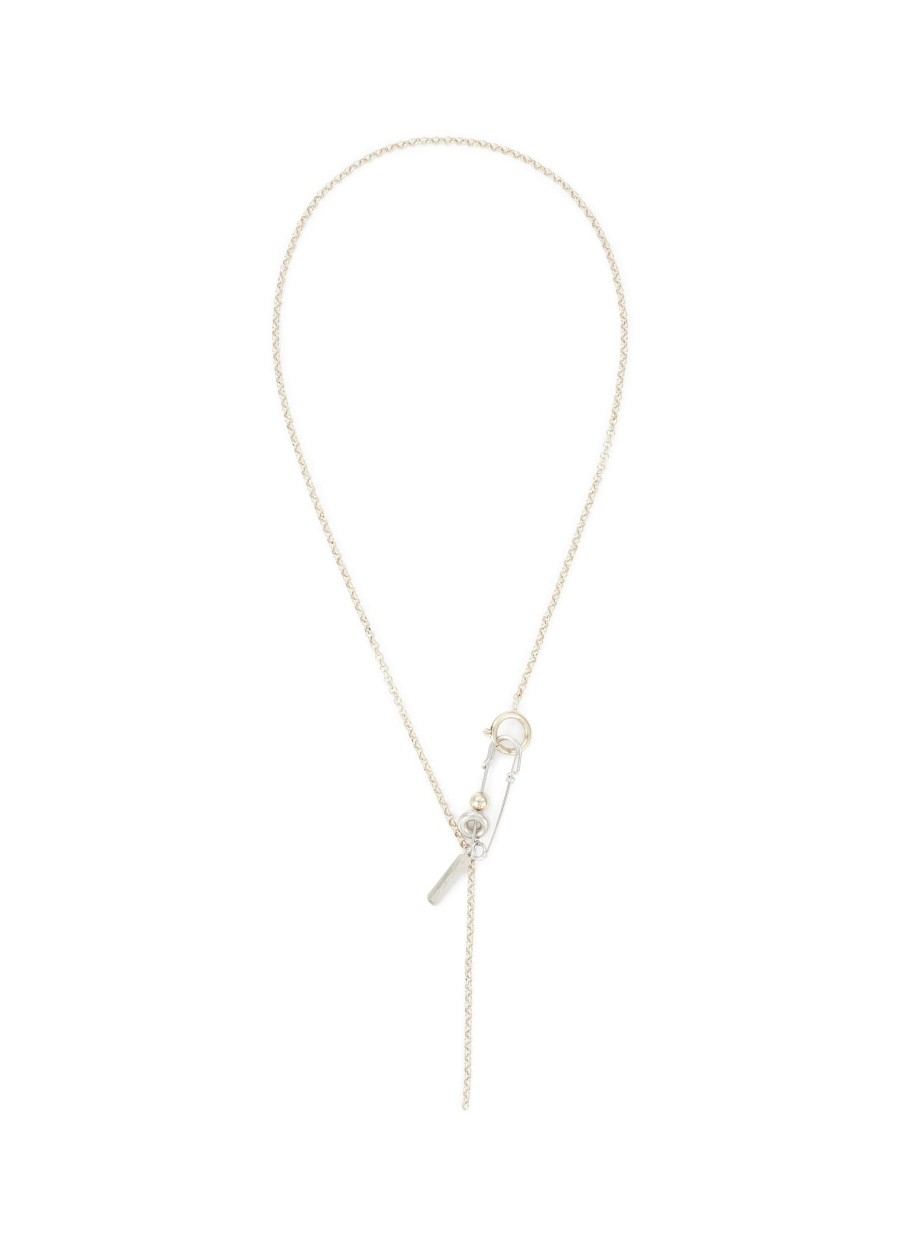 Accessories * | Justine Clenquet Outlet Sale 24K Gold Palladium Plated Safety Pin Lariat Necklace