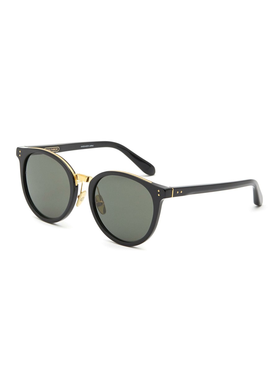 Accessories * | Linda Farrow Excellent Quality 'Morgan' Acetate Round Frame Grey Lens