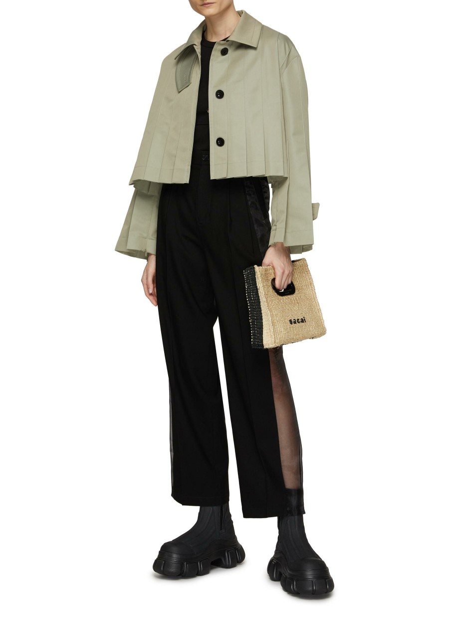 Clothing * | Sacai Crazy Deals Pleated Cropped Trench Jacket