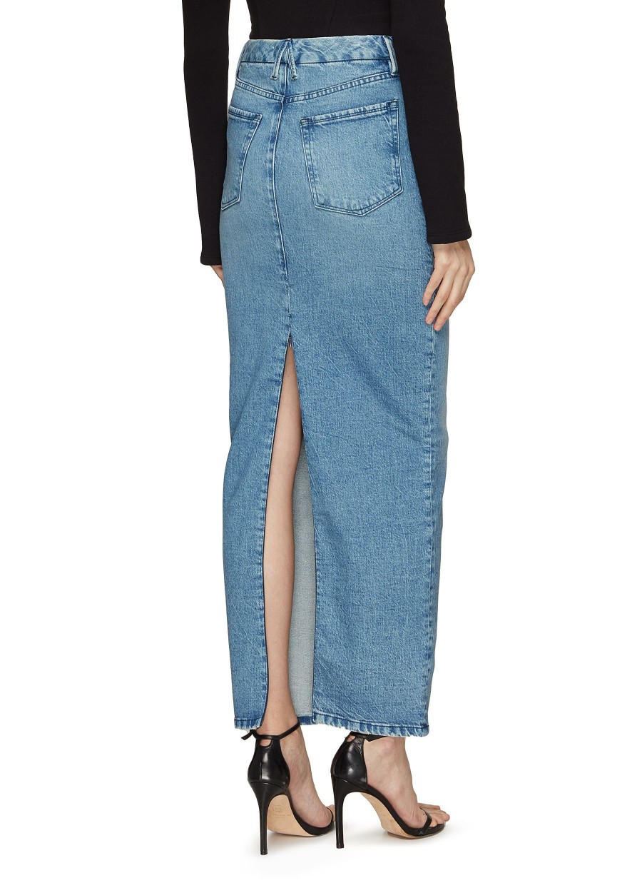 Clothing * | Good American Crazy Deals Convertible Washed Denim Tube Maxi Skirt