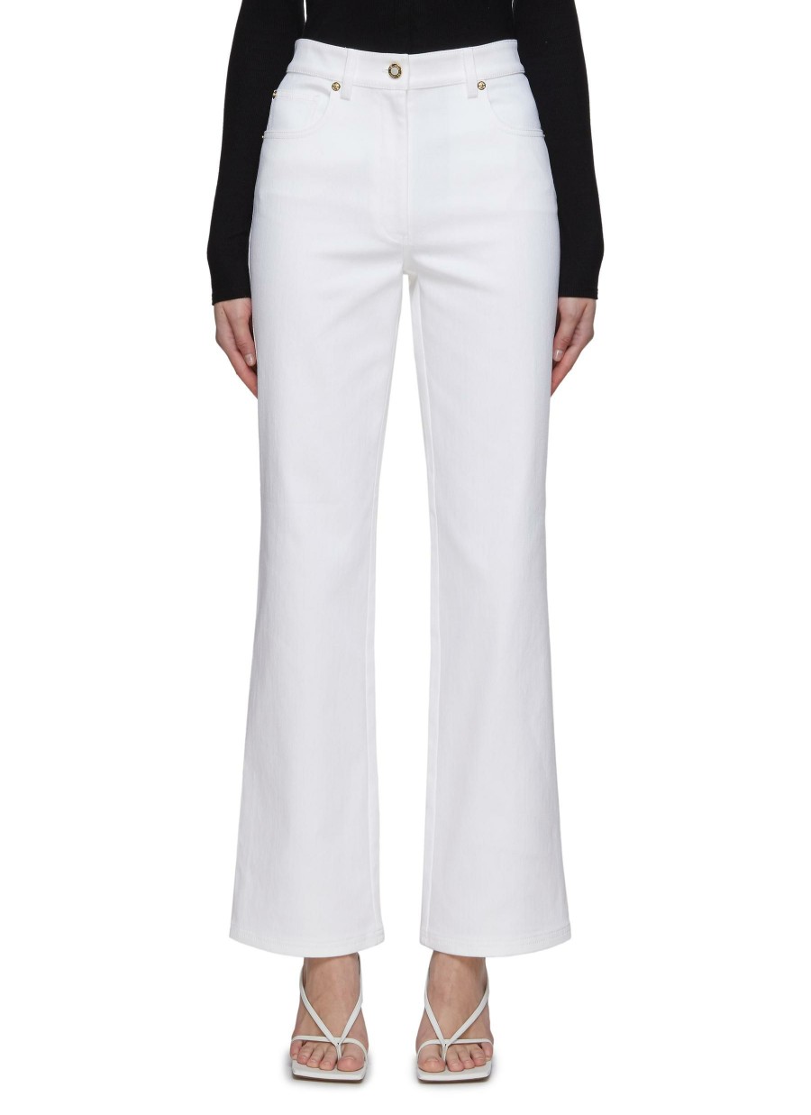 Clothing * | St. John Quick Delivery Cotton Blend High Waist Straight Pants