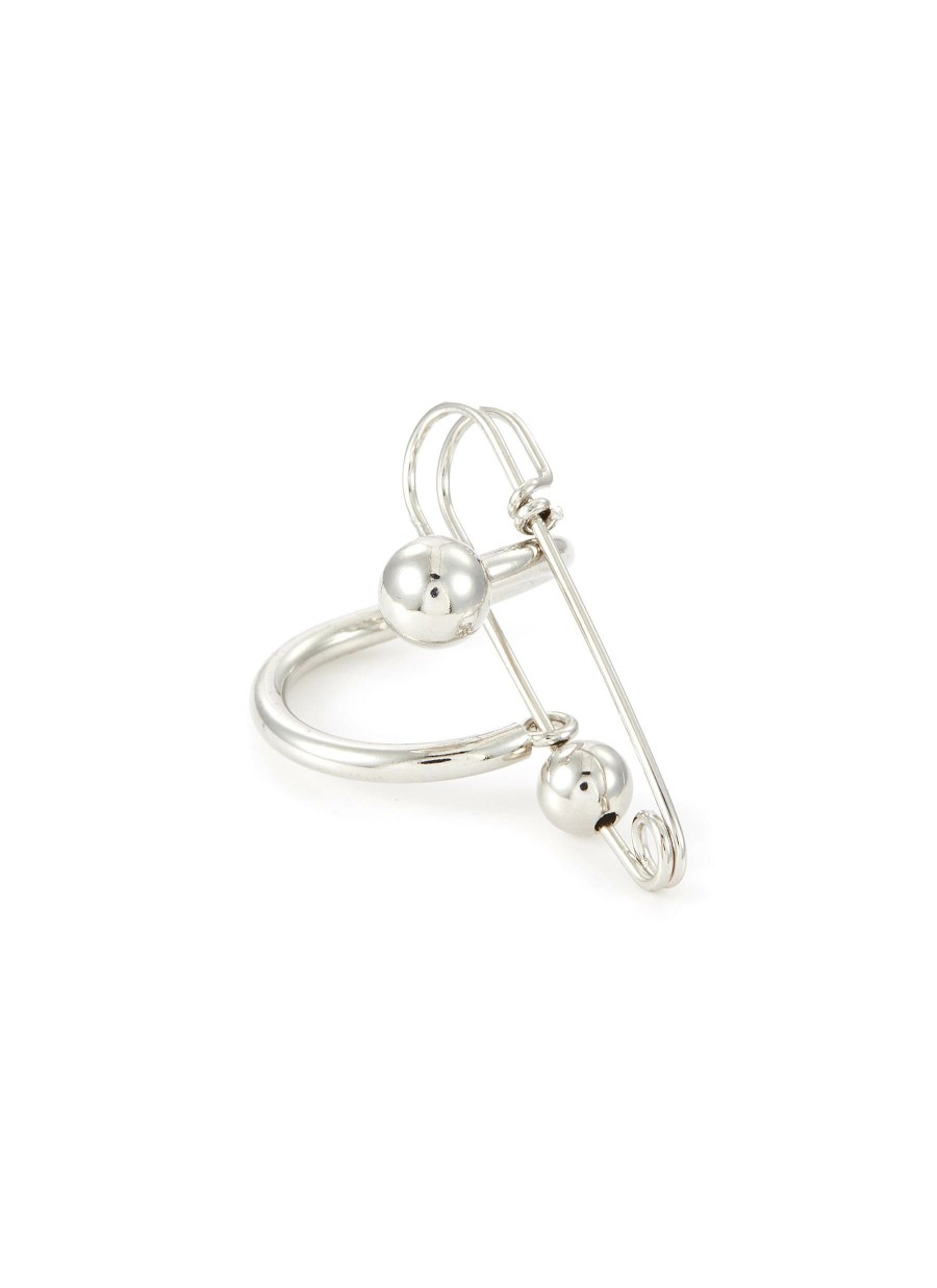 Accessories * | Justine Clenquet Online Palladium Plated Safety Pin Twist Ring