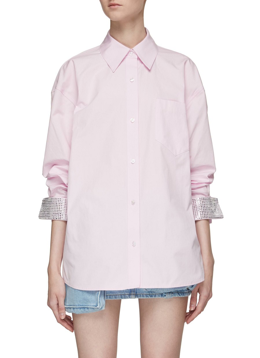 Clothing * | Alexander Wang Shop Crystal Cuff Button Down Oversize Shirt