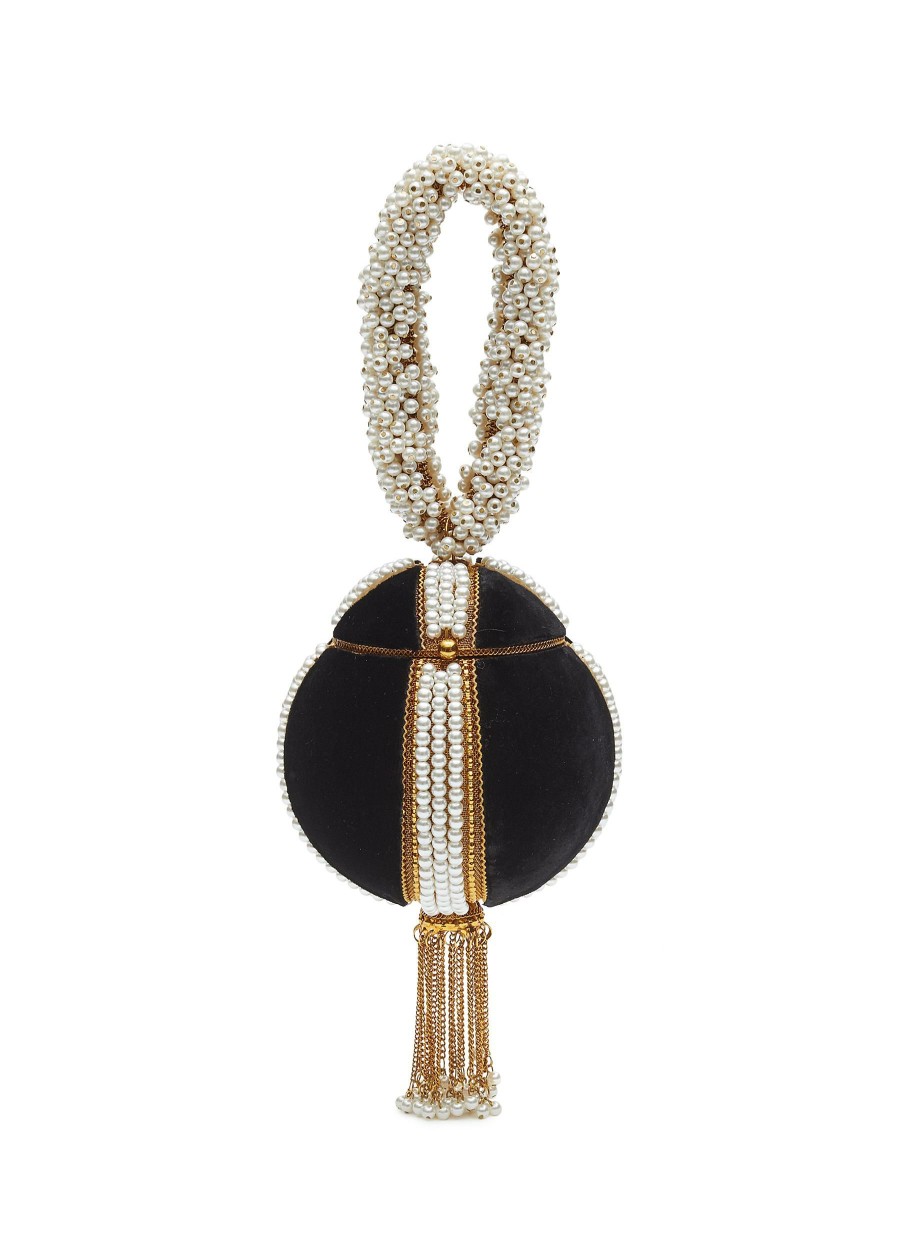 Bags * | Mae Cassidy Tendy Style 'Babi' Pearl Embellished Velvet Bracelet Ball Clutch