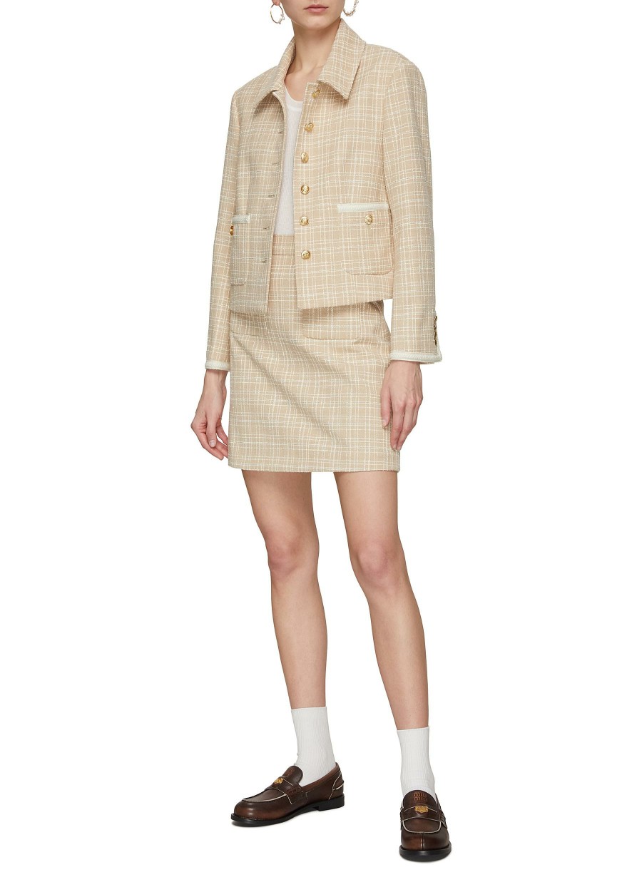 Clothing * | Dunst Quick Delivery Gold Toned Button Patch Pocket Tweed Skirt