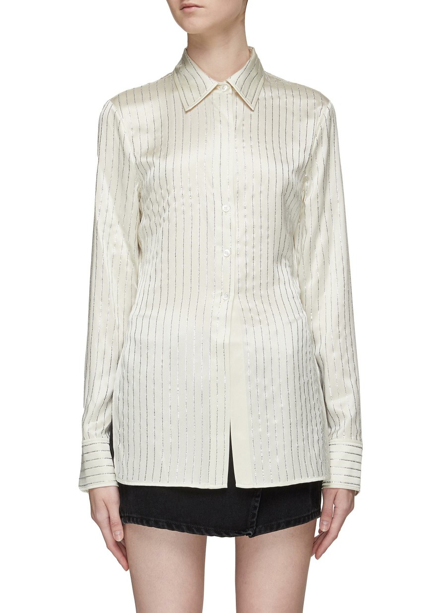 Clothing * | Alexander Wang Hot Sale Hotfix Crystal Slim Shirt