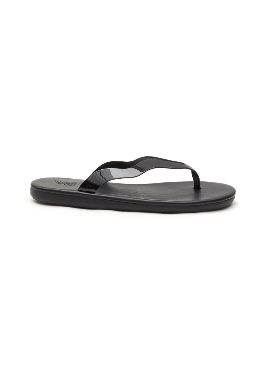 Shoes * | Ancient Greek Sandals Tendy Style 'Laconia' Wavy Band Patent Leather Thong Sandals