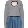 Clothing * | Alaia Free Delivery Heart Detail Cropped Sweater