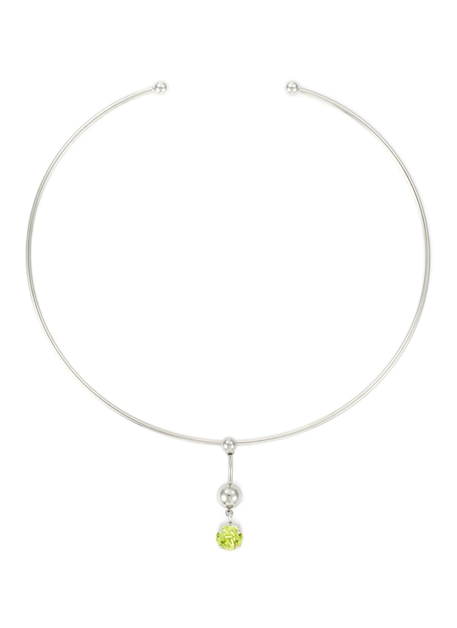 Accessories * | Justine Clenquet Outlet Sale Palladium Plated Crystal Drop Pendant Choker