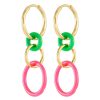 Accessories * | Eyem Tendy Style 'Hula Hoop' 18K Gold Plated Sterling Silver Enamel Drop Earrings