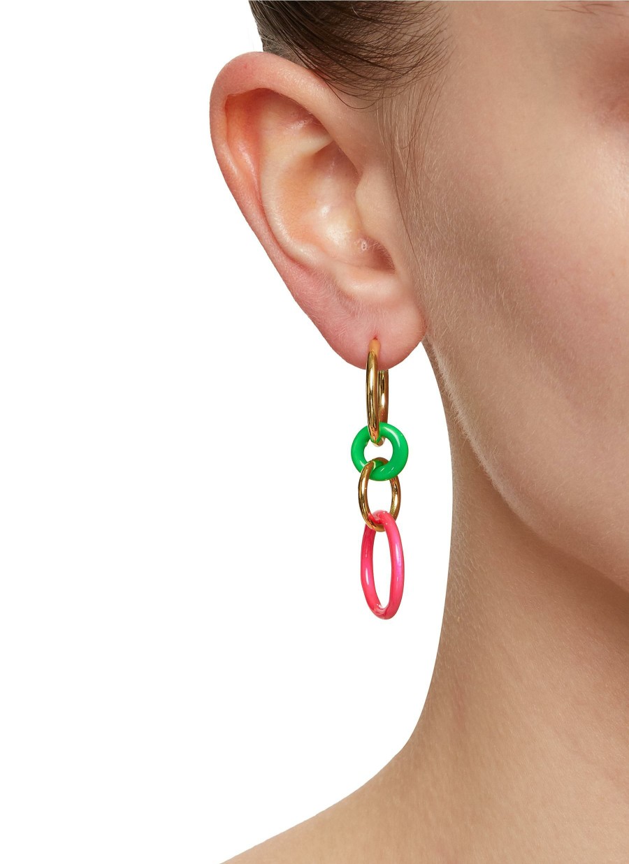 Accessories * | Eyem Tendy Style 'Hula Hoop' 18K Gold Plated Sterling Silver Enamel Drop Earrings