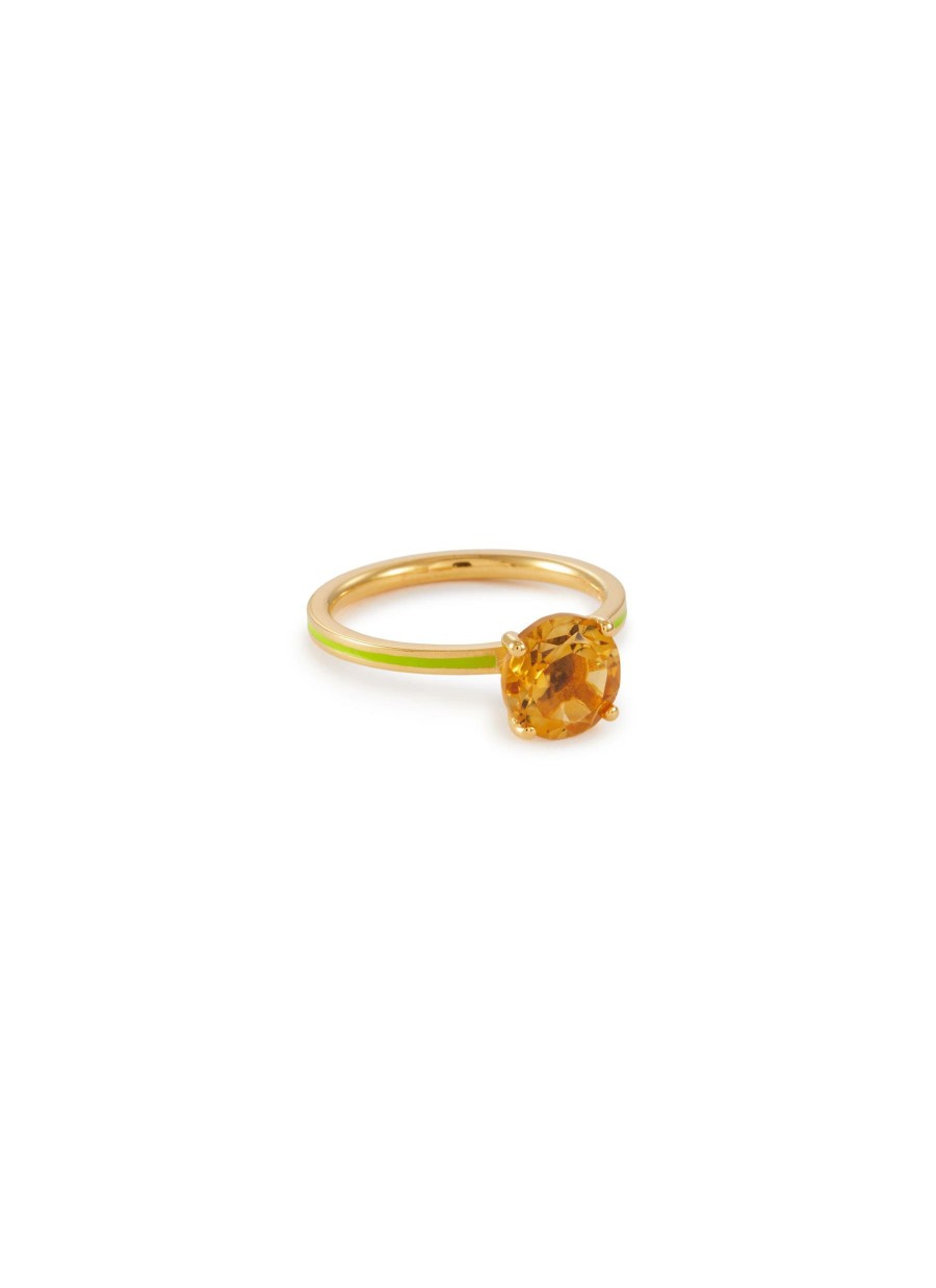 Accessories * | Eyem Quick Delivery 18K Gold Plated Sterling Silver Citrine Enamel Slim Band Ring