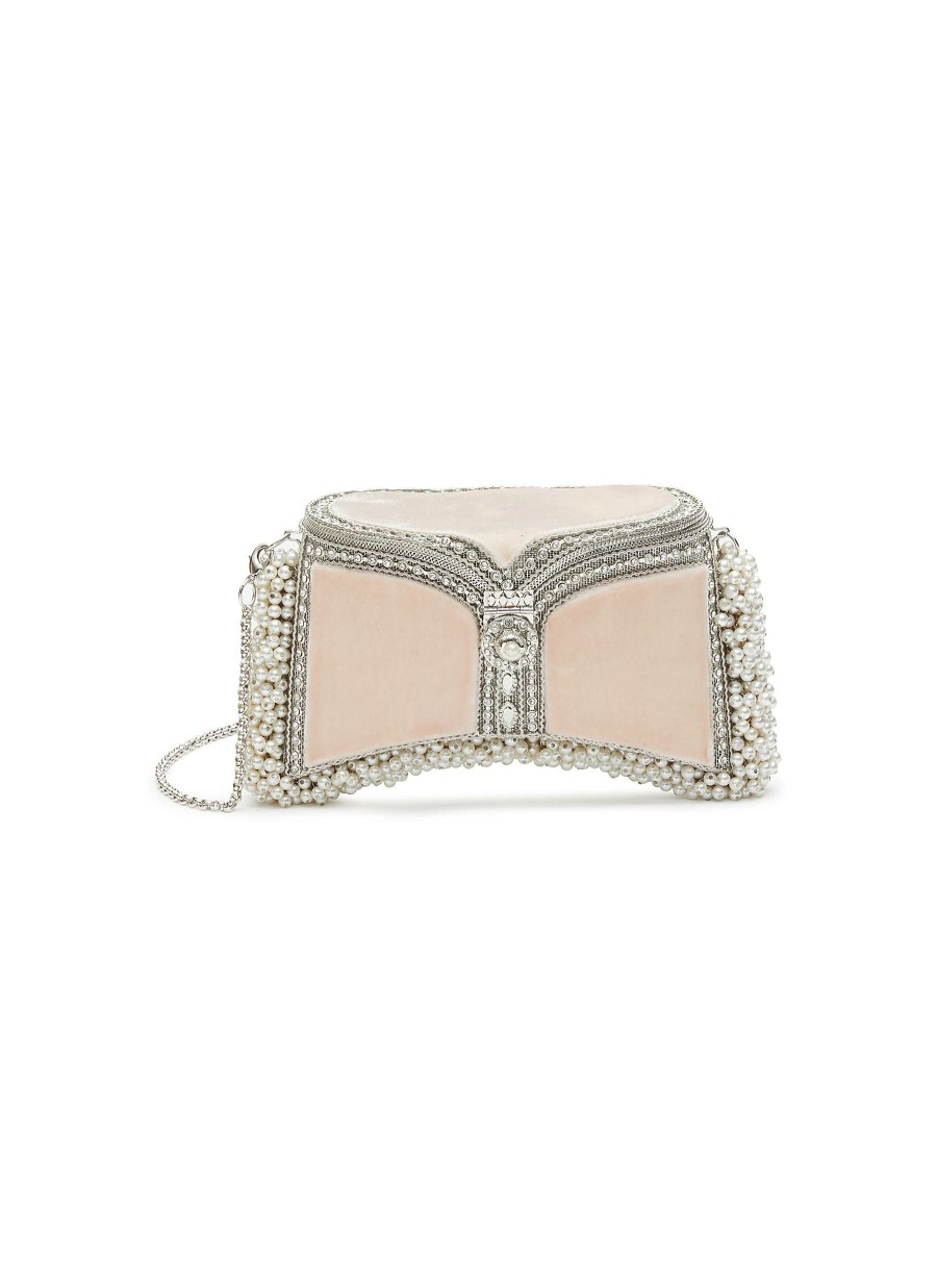 Bags * | Mae Cassidy Outlet Sale 'Zeenat' Pearl Crystal Embellished Velvet Crossbody Bag